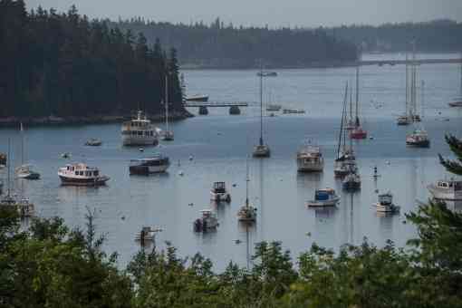Mt. Desert Island and Ellsworth area harbor with boats
