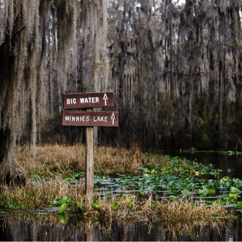 A sign in front of Okefenokee
