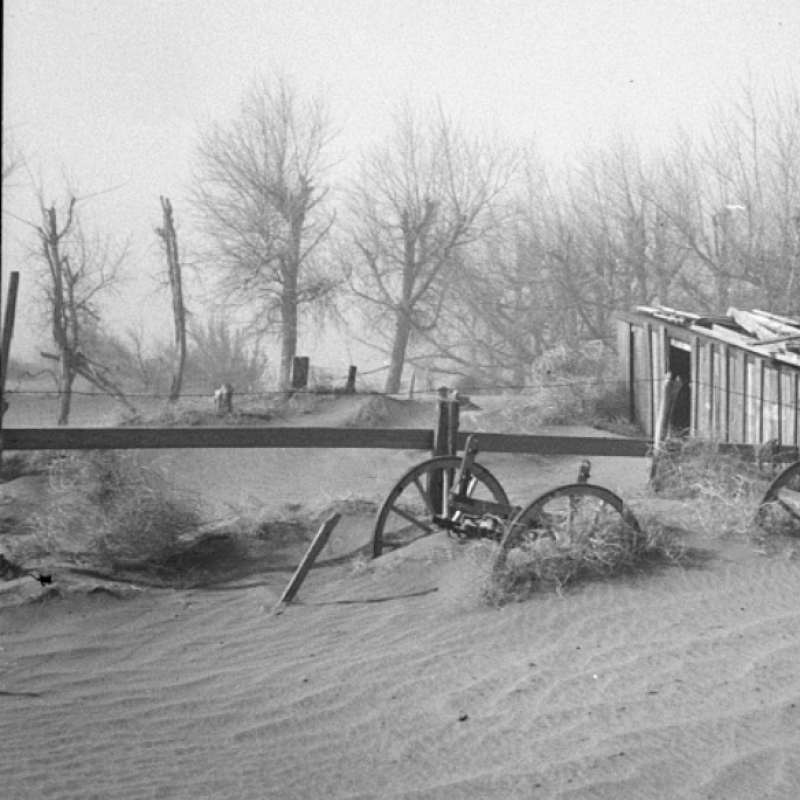 A farm abandoned after a dust storm. Cimarron County, Oklahoma, 1936.